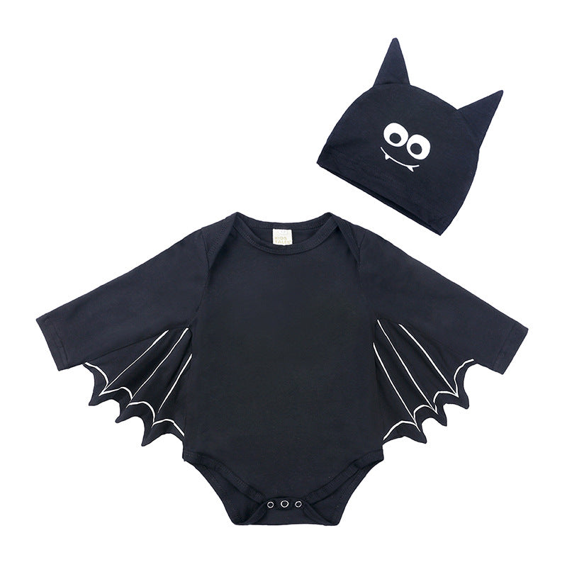 Baby Clothes Infant Bodysuit Autumn Baby INS Romper Kids Halloween Costume Bat Hooded Onesie