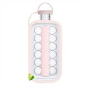 2-in-1 Portable Folding Ice Ball Maker Bottle, Silicone Freezer Ice Mold & Water Bottle for Cocktails, Travel, Gym