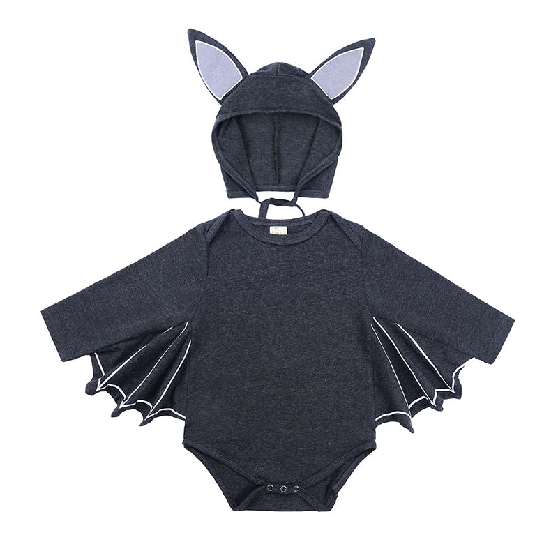 Baby Clothes Infant Bodysuit Autumn Baby INS Romper Kids Halloween Costume Bat Hooded Onesie
