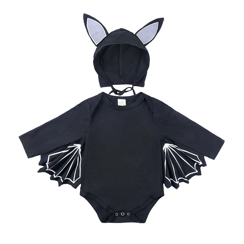 Baby Clothes Infant Bodysuit Autumn Baby INS Romper Kids Halloween Costume Bat Hooded Onesie