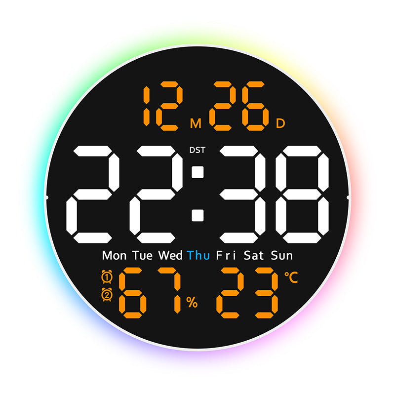 10 Inch Digital Wall Clock with Mood Light TEMP Humidity Date Week Timer Brightness Adjustment Remote DST LED Alarm Clock
