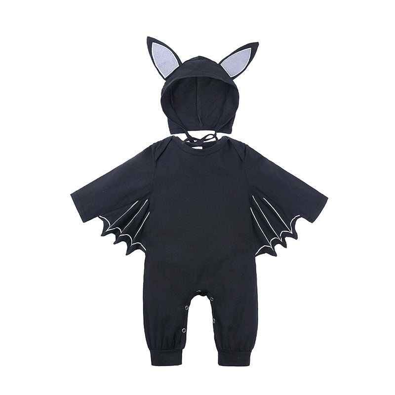 Baby Clothes Infant Bodysuit Autumn Baby INS Romper Kids Halloween Costume Bat Hooded Onesie