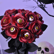 Popular artificial bloody rose bouquet with eyeball, fake rose for Halloween party and home decoration