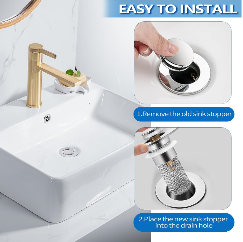 Pop-Up Sink Stopper & Hair Catcher
