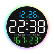 10 Inch Digital Wall Clock with Mood Light TEMP Humidity Date Week Timer Brightness Adjustment Remote DST LED Alarm Clock