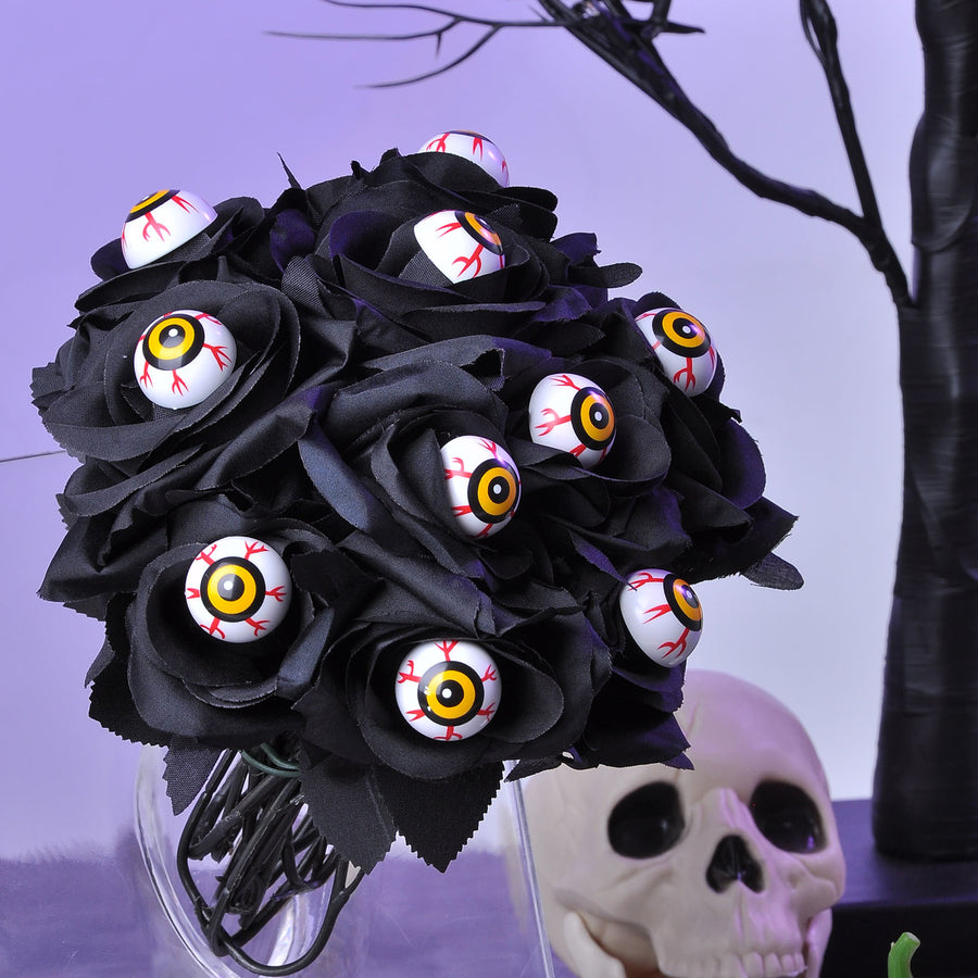 Popular artificial bloody rose bouquet with eyeball, fake rose for Halloween party and home decoration
