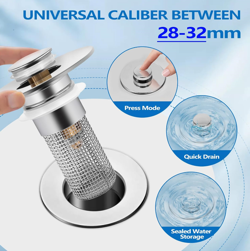 Pop-Up Sink Stopper & Hair Catcher