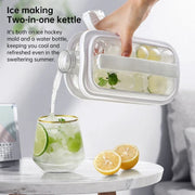 2-in-1 Portable Folding Ice Ball Maker Bottle, Silicone Freezer Ice Mold & Water Bottle for Cocktails, Travel, Gym
