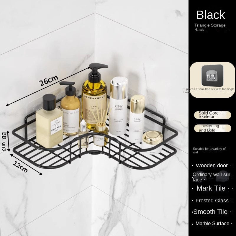Bathroom Storage Rack Toilet Washroom Wall-Mounted Hole-Free Multi-Functional Iron Mesh Long Strip Organizer