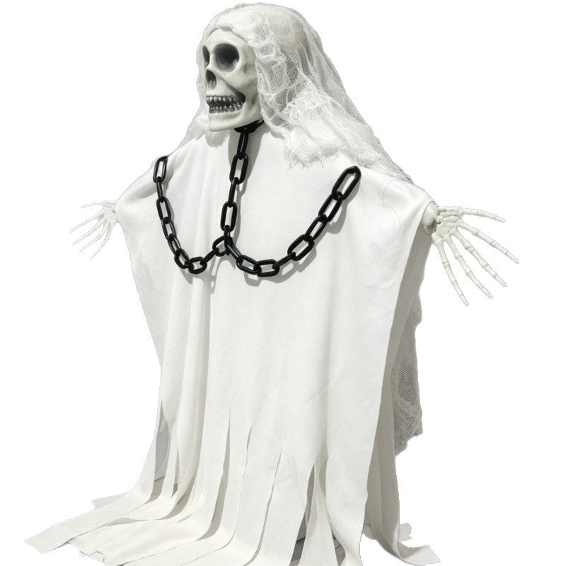 Halloween Decoration Hanging Ghost White Ghost Foldable Chain Skeleton Ornament Haunted House Door Decor Horror Hanging Prop