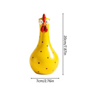 Hand-Painted Rooster Vase Sculpture | Long Neck Cartoon Rooster Decor with Colorful Polka Dots | Waterproof Resin Home Accent