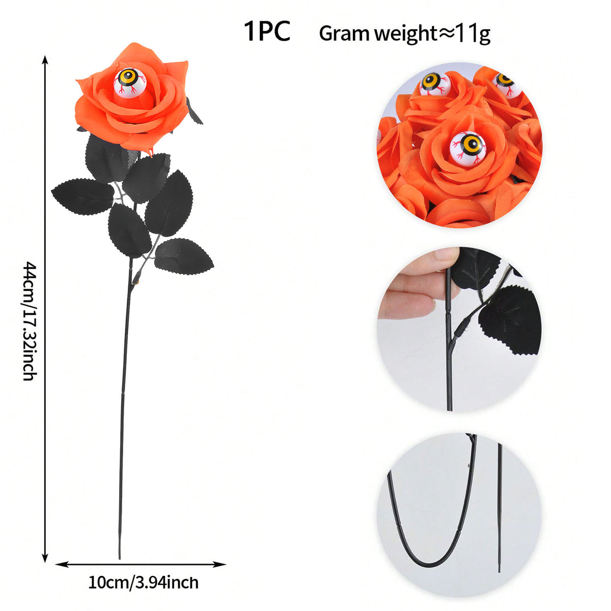 Popular artificial bloody rose bouquet with eyeball, fake rose for Halloween party and home decoration