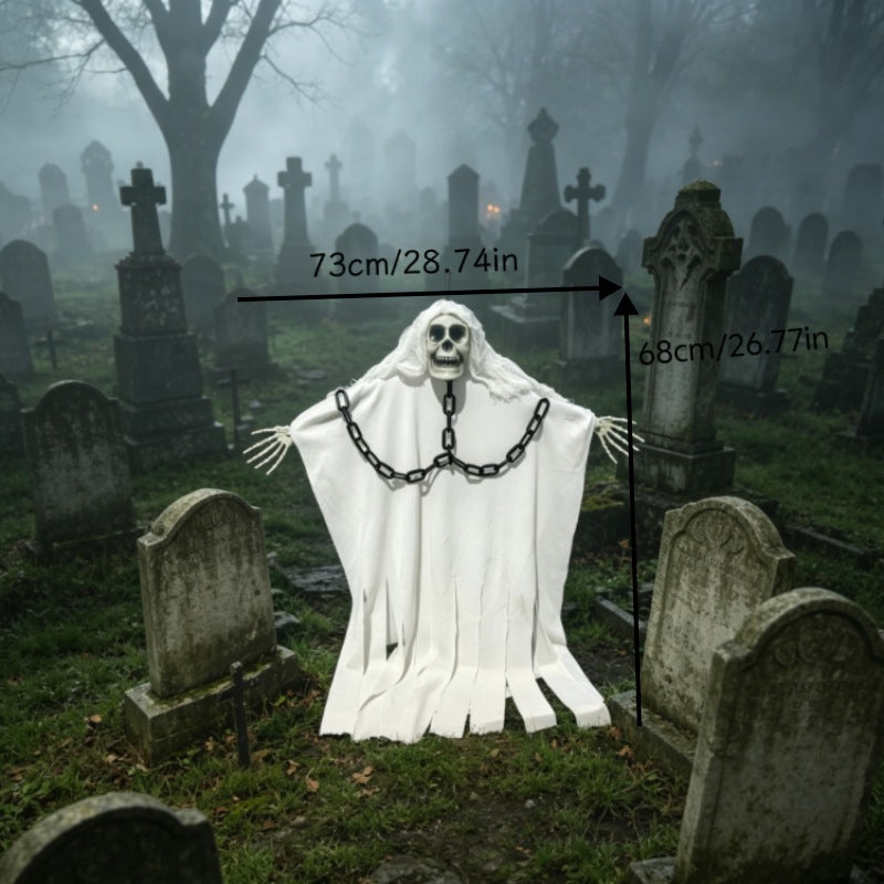 Halloween Decoration Hanging Ghost White Ghost Foldable Chain Skeleton Ornament Haunted House Door Decor Horror Hanging Prop