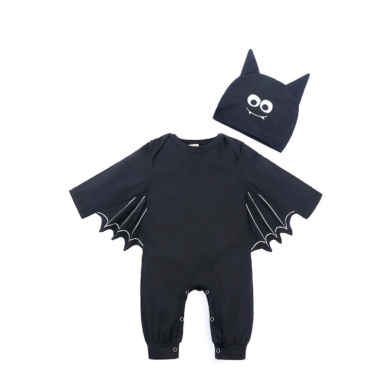Baby Clothes Infant Bodysuit Autumn Baby INS Romper Kids Halloween Costume Bat Hooded Onesie