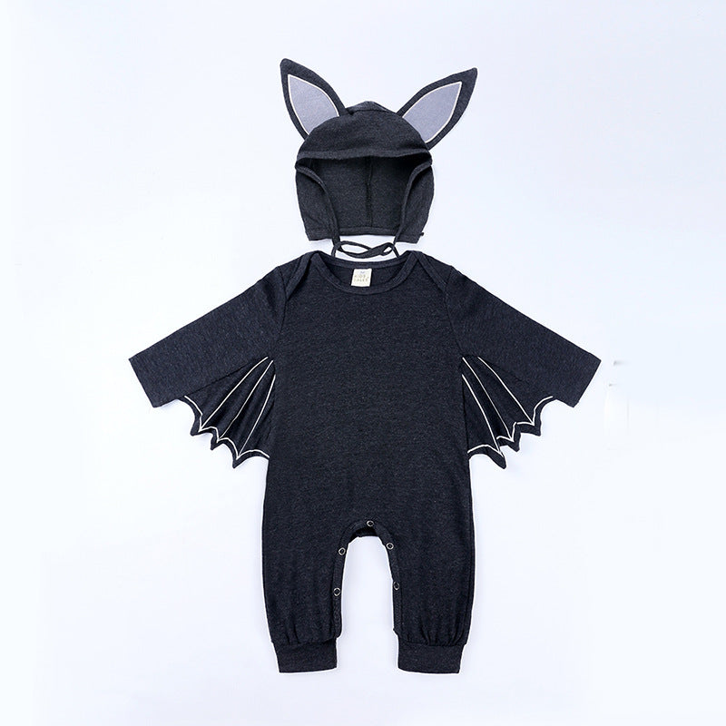 Baby Clothes Infant Bodysuit Autumn Baby INS Romper Kids Halloween Costume Bat Hooded Onesie