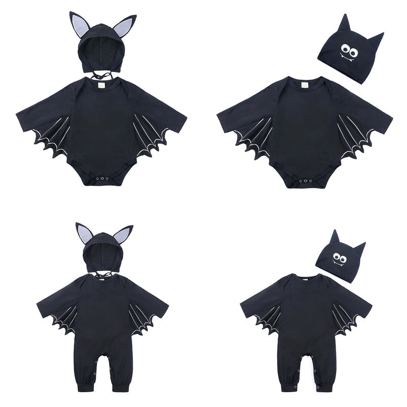 Baby Clothes Infant Bodysuit Autumn Baby INS Romper Kids Halloween Costume Bat Hooded Onesie