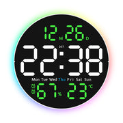 10 Inch Digital Wall Clock with Mood Light TEMP Humidity Date Week Timer Brightness Adjustment Remote DST LED Alarm Clock