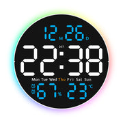 10 Inch Digital Wall Clock with Mood Light TEMP Humidity Date Week Timer Brightness Adjustment Remote DST LED Alarm Clock