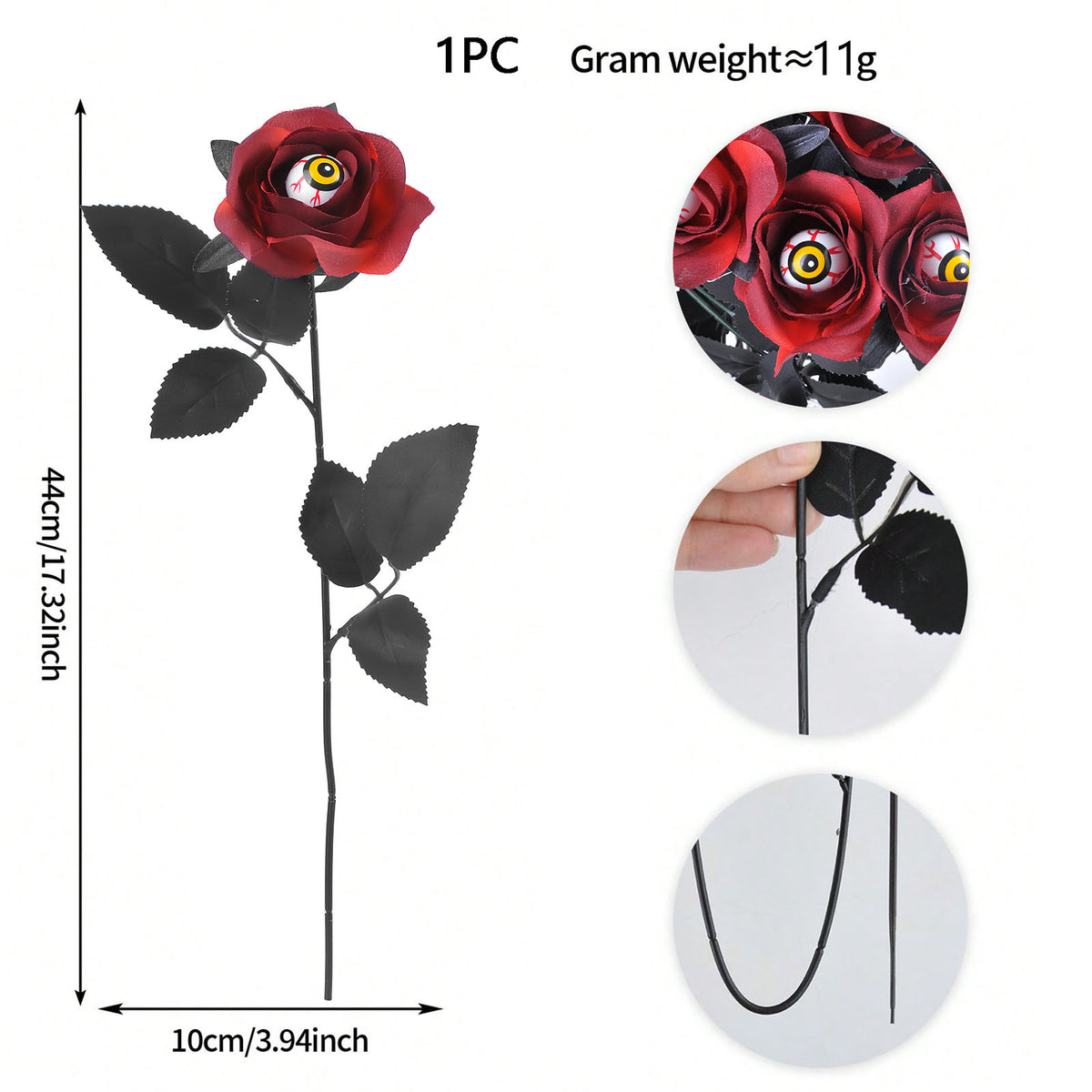 Popular artificial bloody rose bouquet with eyeball, fake rose for Halloween party and home decoration