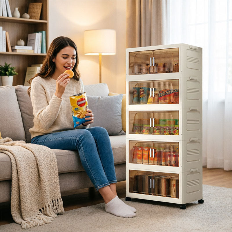SALE — Folding Storage Cabinet with Wheels, 3/4 Tier Stackable Wardrobe Closet Organizer