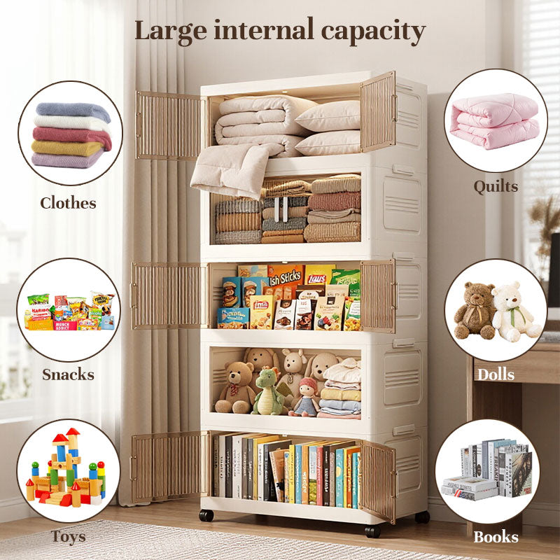 SALE — Folding Storage Cabinet with Wheels, 3/4 Tier Stackable Wardrobe Closet Organizer