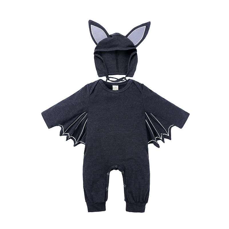 Baby Clothes Infant Bodysuit Autumn Baby INS Romper Kids Halloween Costume Bat Hooded Onesie