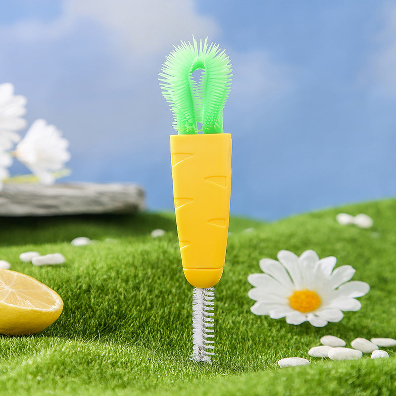 3 In 1 Cup Cover Brush Cleaning Brush Lunch Box Groove Gap Cleaning Brush Milk Bottle Nipple Vacuum Cup Cleaning Brush