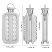 2-in-1 Portable Folding Ice Ball Maker Bottle, Silicone Freezer Ice Mold & Water Bottle for Cocktails, Travel, Gym